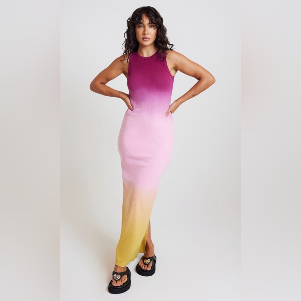 NWT MUMA World Havana Dawn Ribbed Maxi Ombre Sleeveless Dress Size XS